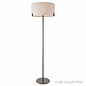 Hatfield - Modern Drum Floor Light - Natural Linen & Brushed Bronze