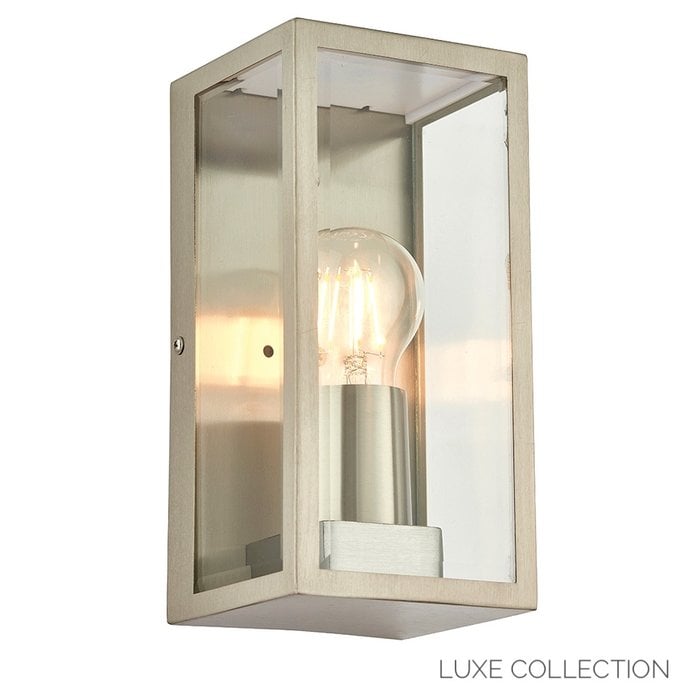 Durham - Box Lantern Outdoor Wall Light  - Brushed Stainless Steel