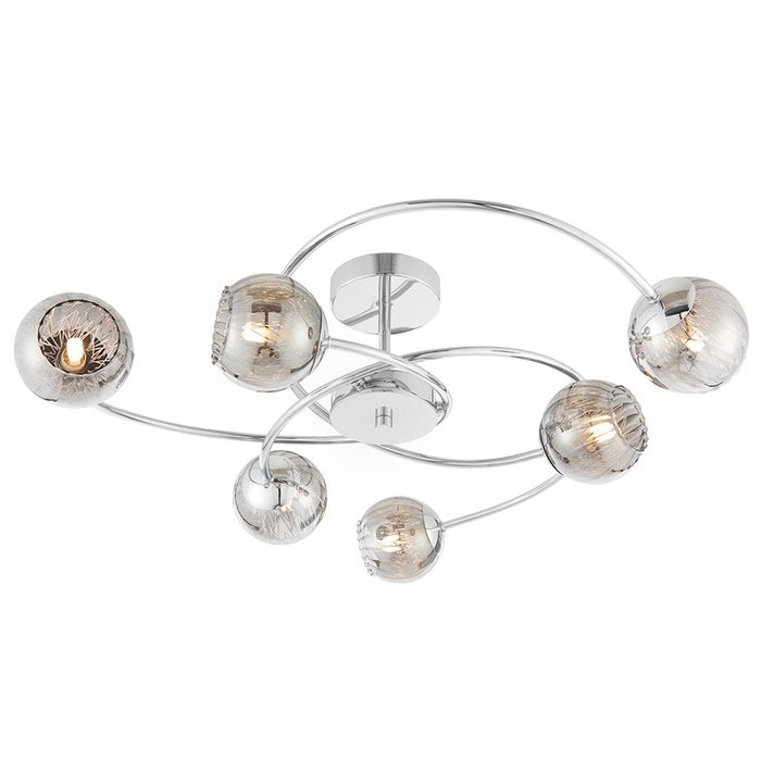 Aero - Smoked Mirror Glass 6 Light Semi Flush Fitting