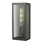 Atlas - IP44 Small Ribbed Glass Wall Light - Black