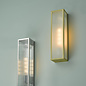 Atlas - IP44 Large Ribbed Glass Wall Light - Satin Brass