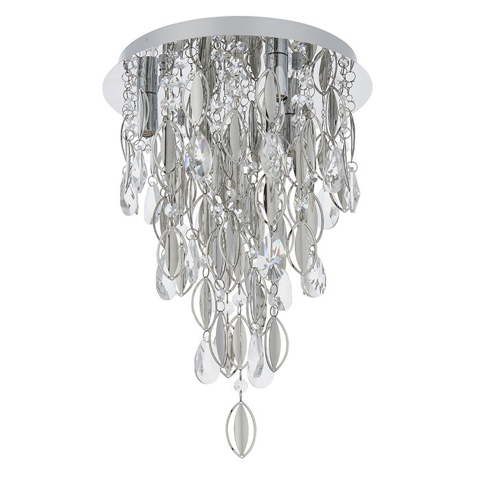 Melanie - Crystal Waterfall Flush Ceiling Light - 3 Light