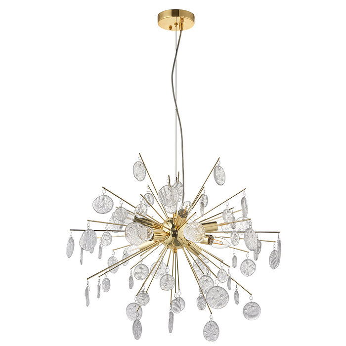 Kayla - Organic Glass Sputnik Feature Light  - Gold