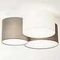 Pastel - Fabric Drum Flush Ceiling Light  - Grey/Anthracite Brown/White