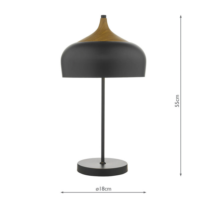 Scandi Matt Black Table Lamp