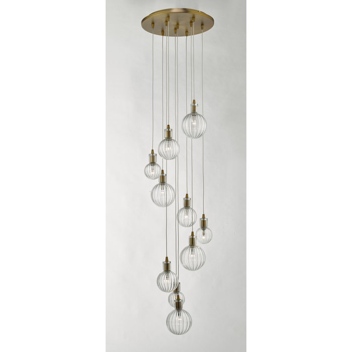 Dito - Brass & Glass 10 Light Cluster Pendant