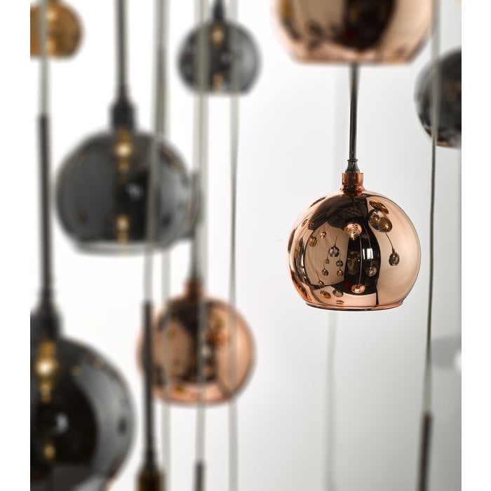 Copper 15 Light  Bar Pendant - Copper, Dark Copper & Smoked Glass