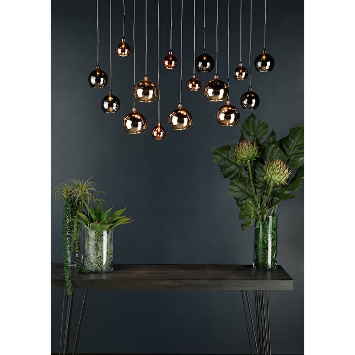 Copper 15 Light  Bar Pendant - Copper, Dark Copper & Smoked Glass