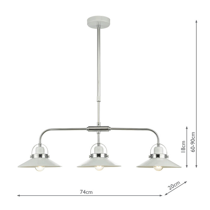 Liden - 3 light White Bar Pendant