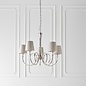 Fabio - Classic 5 Arm Chandelier with Marble Silk Shades - Polished Nickel  & Crystal