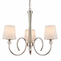 Fabio - Classic 3 Arm Chandelier with Vintage White Silk Shades - Polished Nickel  & Crystal