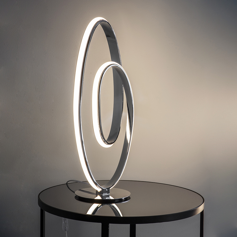 Arya Large Spiral LED Table Lamp Polished Chrome Lightbox