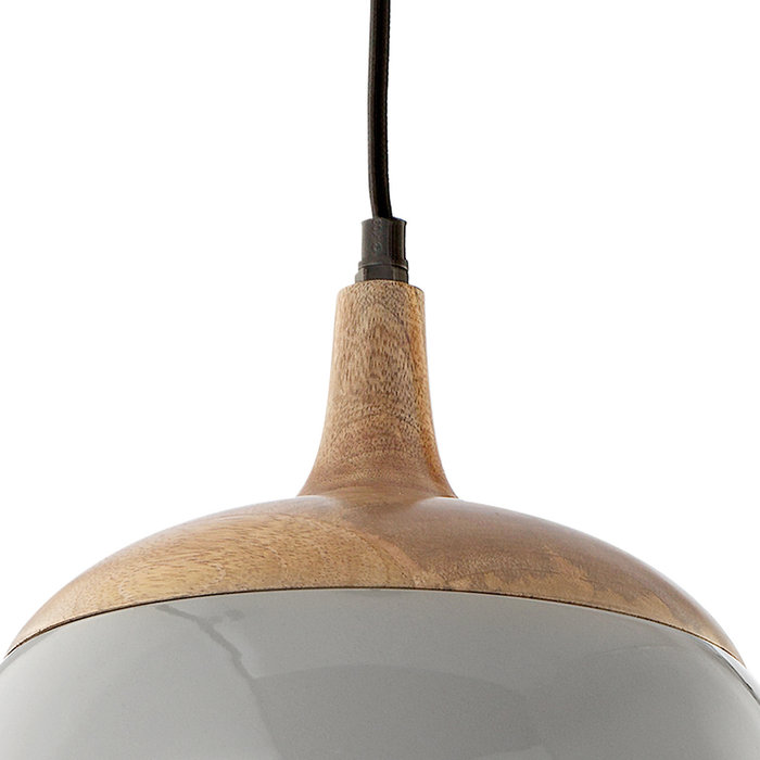 Seona - Grey & Wood Bell Pendant