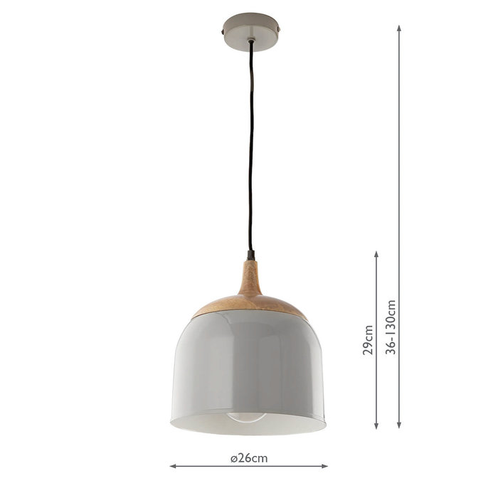 Seona - Grey & Wood Bell Pendant