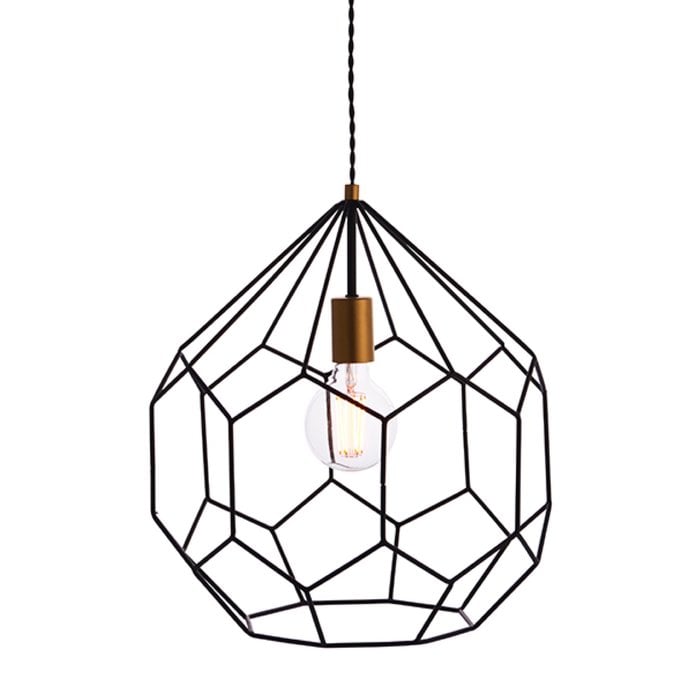 Geometrix - Matt Black & Gold Cage Pendant