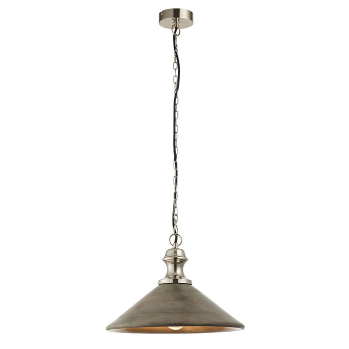 Soft Industrial Pendant -Washed Wood & Nickel