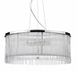 Reed - 50cm Glass Rod Feature Drum Pendant - Polished Chrome, White Silk String & Glass