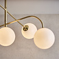 Dot - Mid Century Opal Globe & Brass 5 Light Semi-Flush Fitting