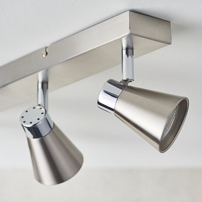 Key - 4 Head Spotlight Bar Ceiling Light - Satin Nickel