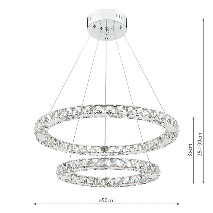 Roma - LED Crystal & Chrome Rings Feature Light