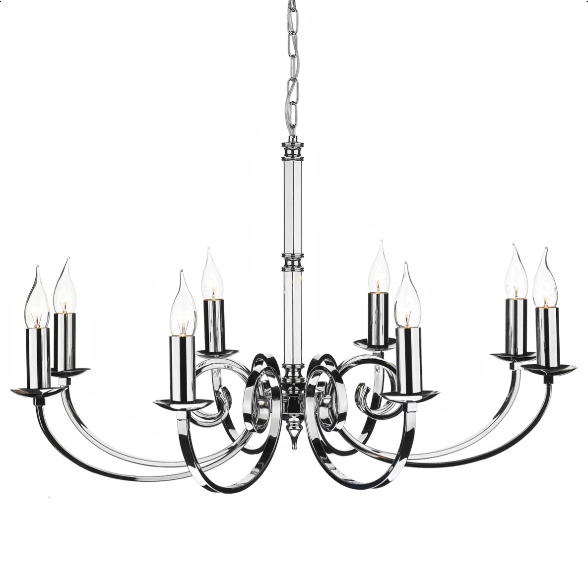 8 Light Candle Chandelier - Polished Chrome - Lightbox