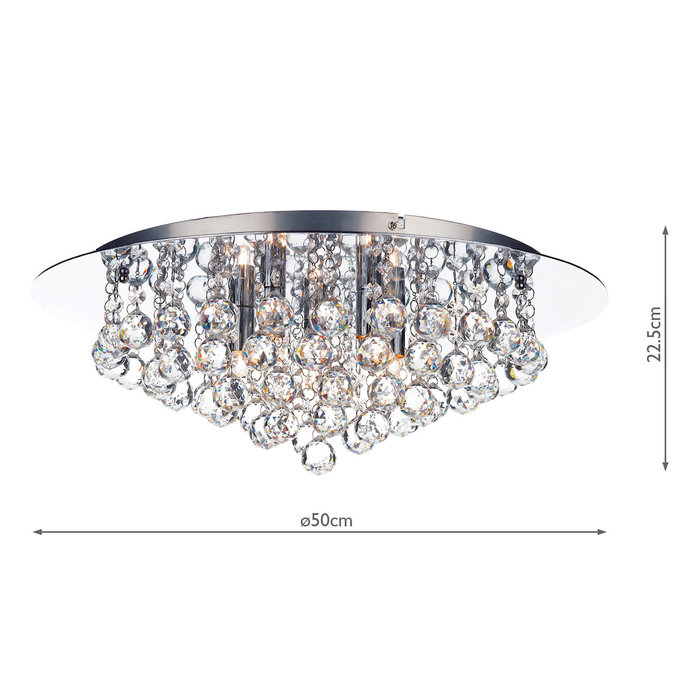 Crystal Flush Ceiling Light - Polished Chrome - Large