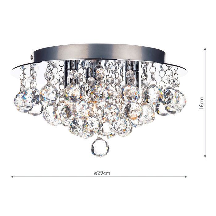 Crystal Flush Ceiling Light - Polished Chrome - Small