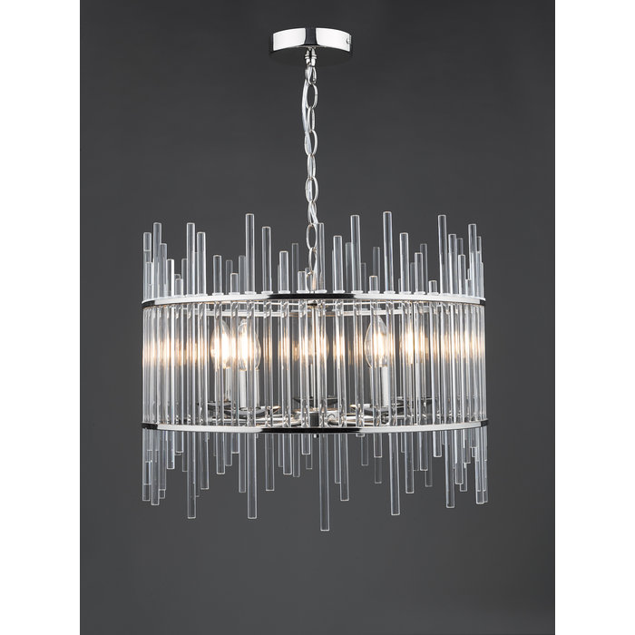 Olax - 5 Light Glass Rod Feature Light - Polished Nickel
