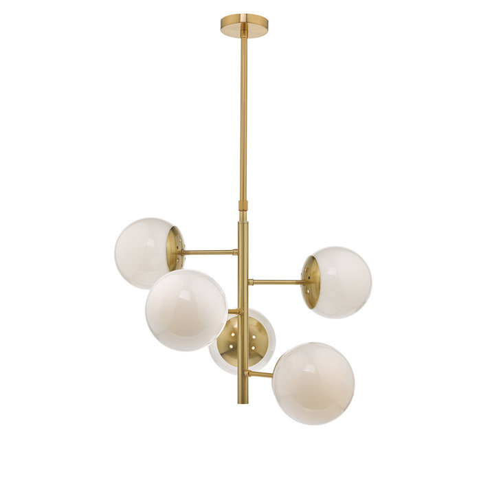 Bomba - Natural Brass & Opal Glass - 5 Light