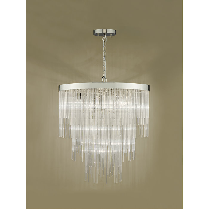 Isla - 7 Light Glass Rod Feature Light - Polished Chrome Art Deco  Feature Light