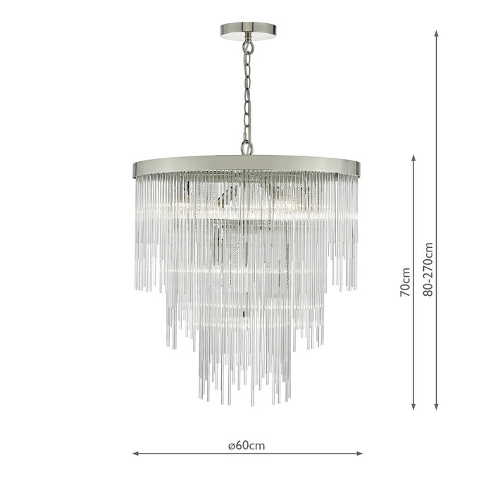 Isla - 7 Light Glass Rod Feature Light - Polished Chrome Art Deco  Feature Light