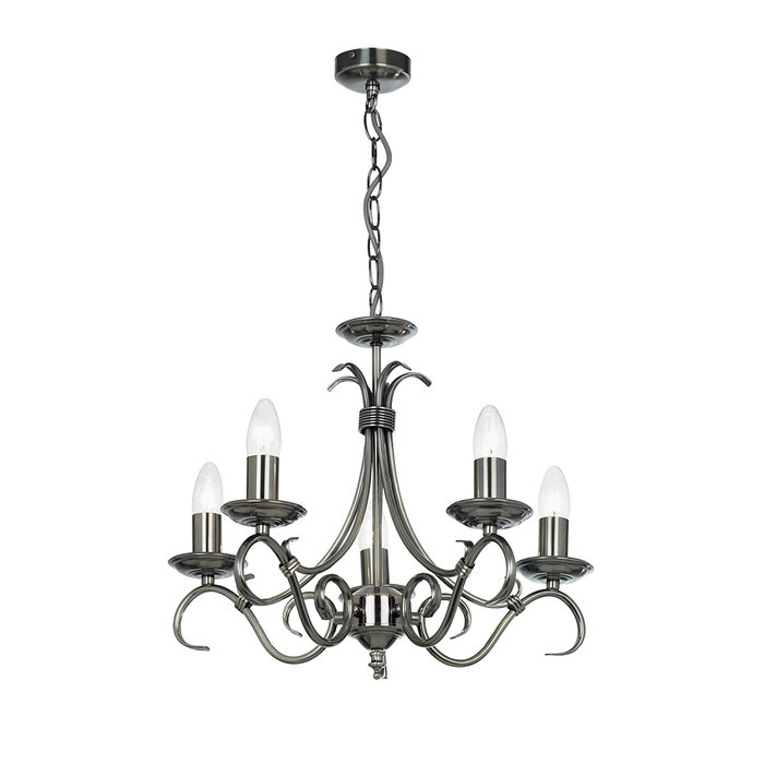 Bern - Classic Scroll Arm Chandelier - Antique Silver