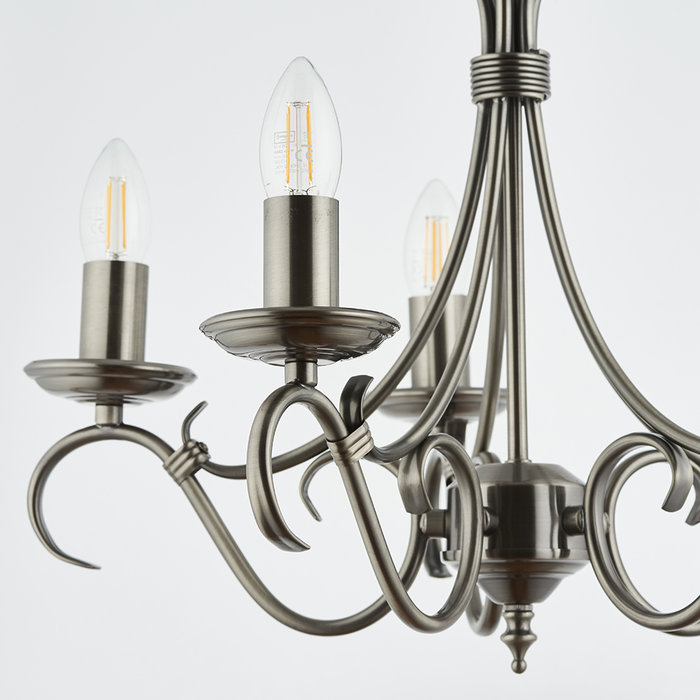 Bern - Classic Scroll Arm Chandelier - Antique Silver