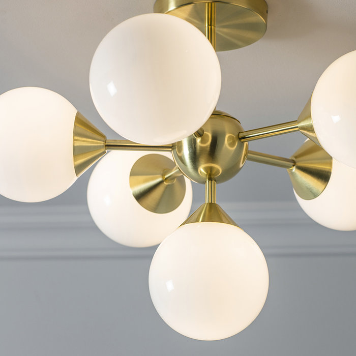 Arne - Mid Century Semi-Flush Ceiling Light - Brushed Brass