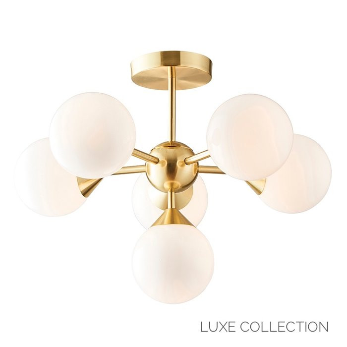 Arne - Mid Century Semi-Flush Ceiling Light - Brushed Brass