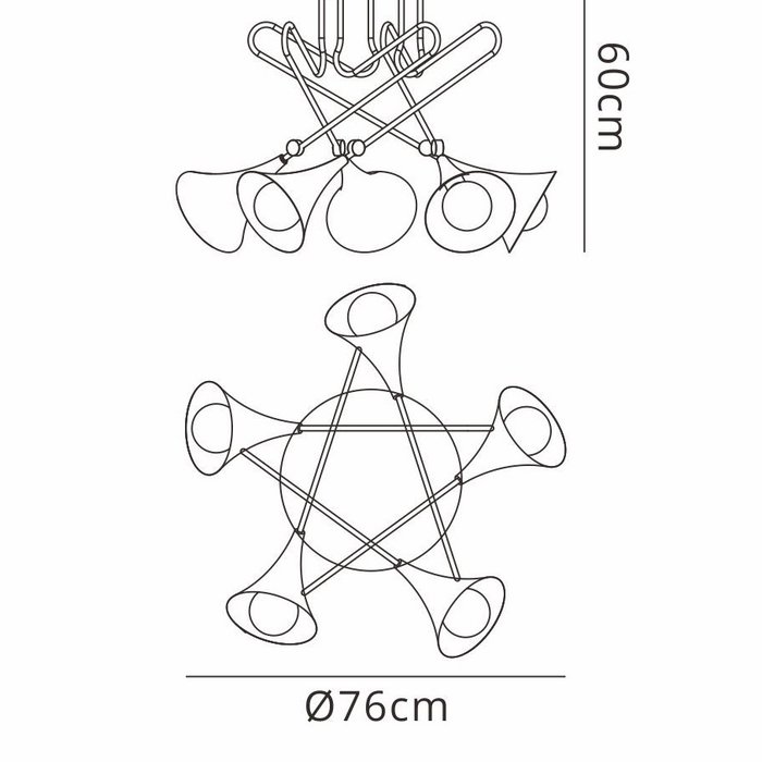 Swing - Musical Trombone  Semi-Flush Ceiling Light - Polished Gold Plating
