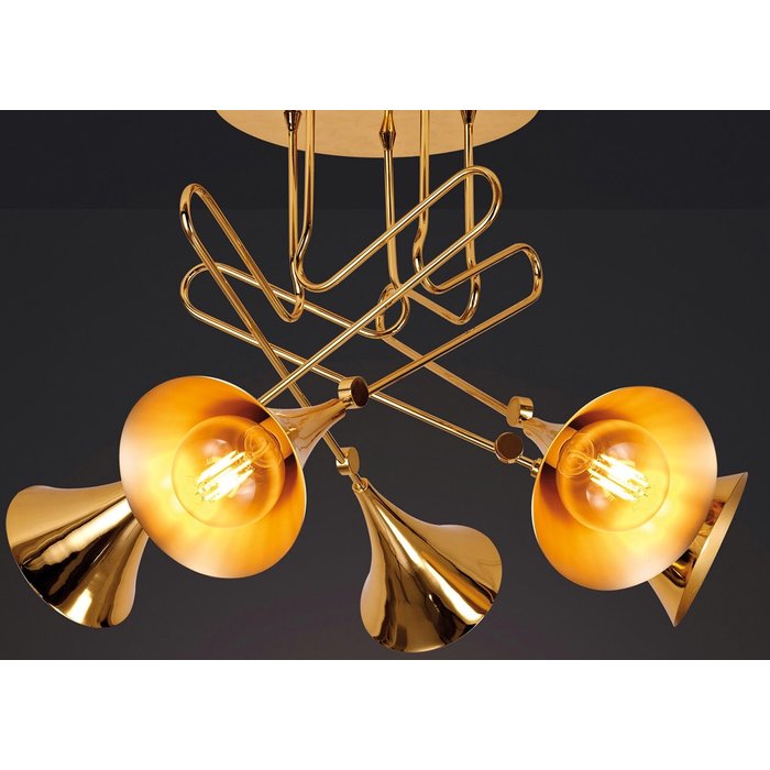 Swing - Musical Trombone  Semi-Flush Ceiling Light - Polished Gold Plating