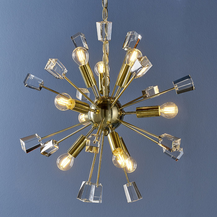 Mera - Satin Brass Modern Crystal Sputnik Feature Light