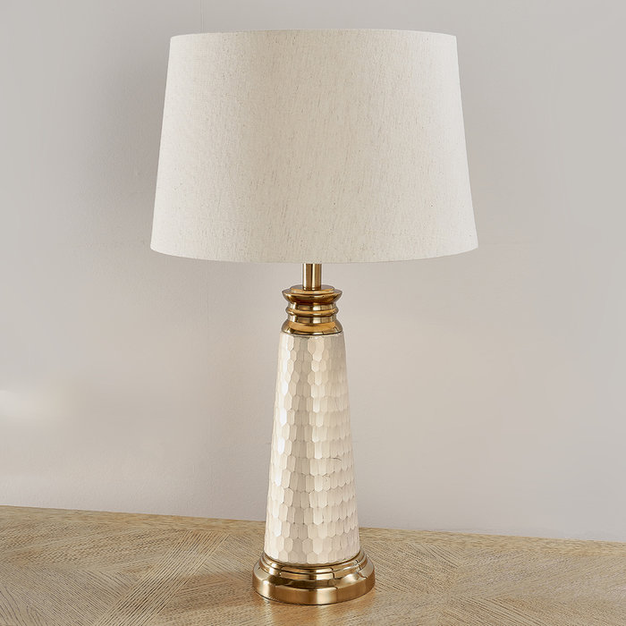 Viv - Vintage White & Pearl Effect Glass Table Lamp