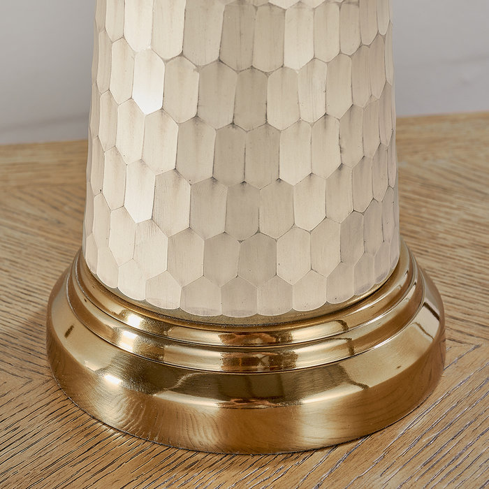 Viv - Vintage White & Pearl Effect Glass Table Lamp