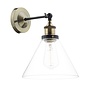 Industrial Glass Wing Nut Wall Light - Antique Brass