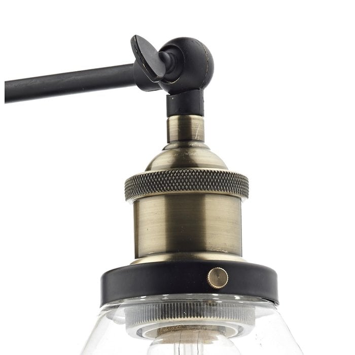 Industrial Glass Wing Nut Wall Light - Antique Brass