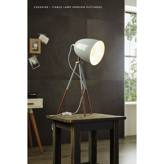 Cheshire - Pine Green & Brass Tripod Floor Lamp