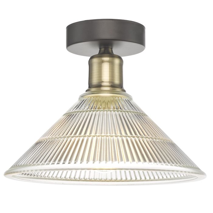 Bide - Industrial Flush Prismatic Glass Ceiling Light