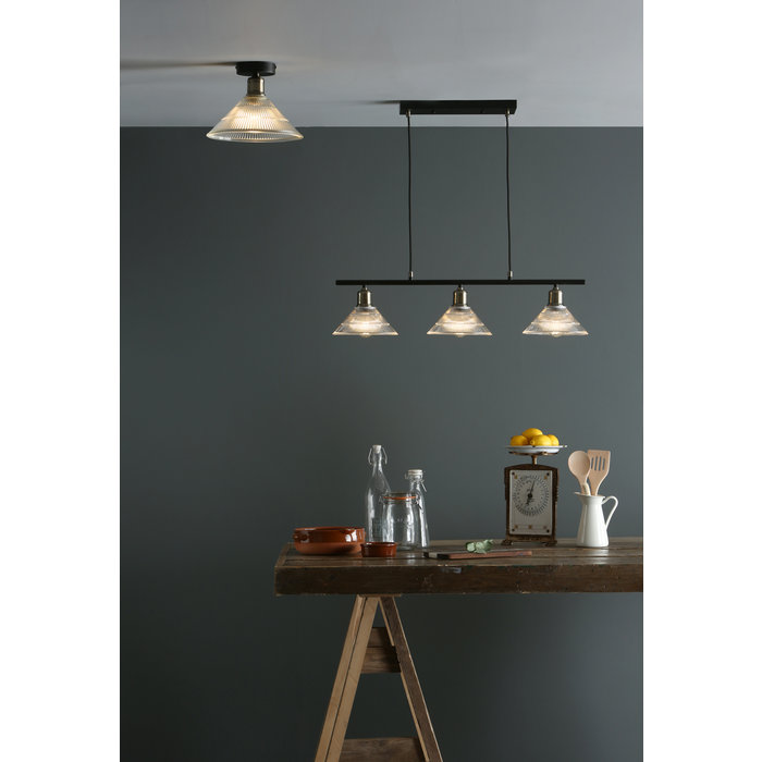 Bide - Industrial Bar Pendant Light - Prismatic Glass