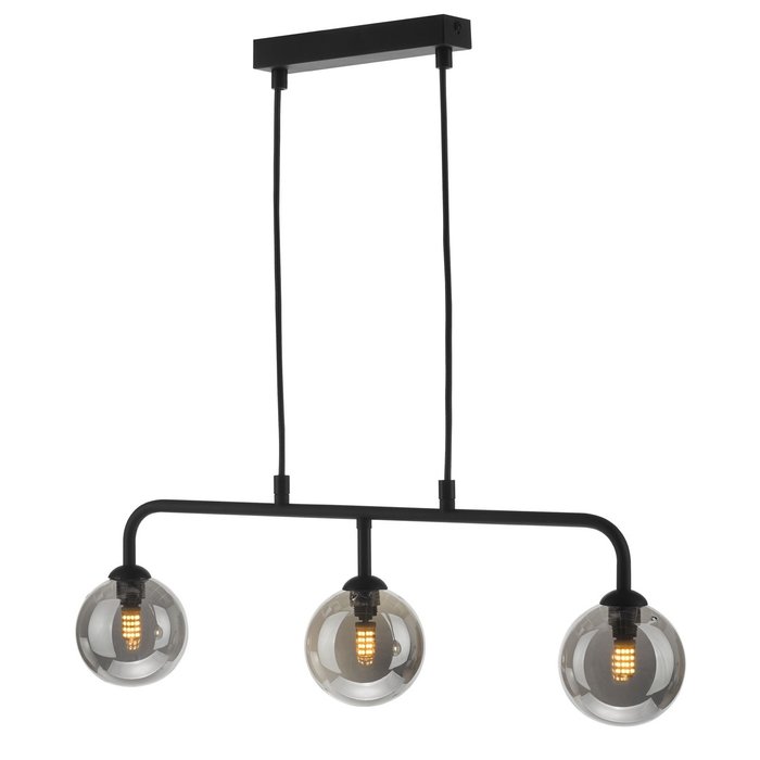 Bjorn - Scandi LED Flush Ceiling Light - Smoked Glass & Black - Lightbox