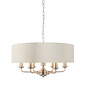 Townhouse - 6 Light Drum Chandelier - Natural Linen & Brushed Nickel