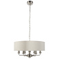 Townhouse - 6 Light Drum Chandelier - Natural Linen & Brushed Nickel