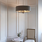 Townhouse - 6 Light Drum Chandelier - Charcoal Linen & Chrome