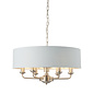 Townhouse - 6 Light Drum Chandelier - Duck Egg Linen & Brushed Chrome